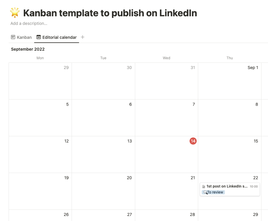 Calendar to publish on LinkedIn